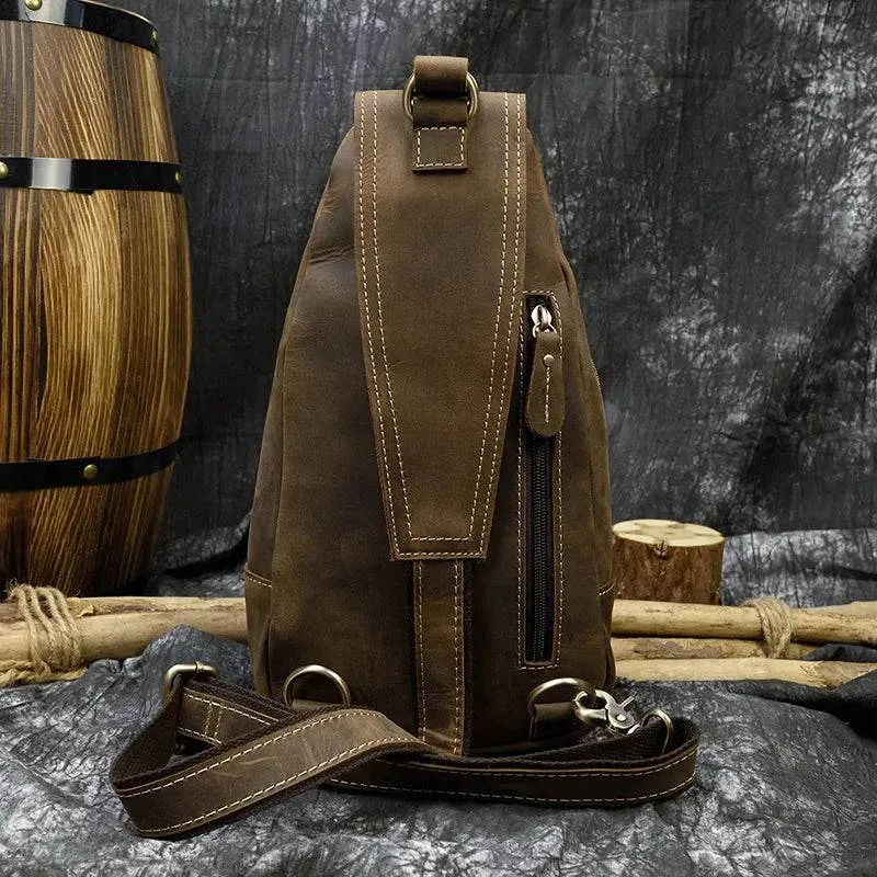 Casual Sport Leather Chest Bags for Men Anti-Theft iPad Sling Bag