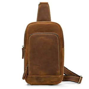 Casual Sport Leather Chest Bags for Men Anti-Theft iPad Sling Bag