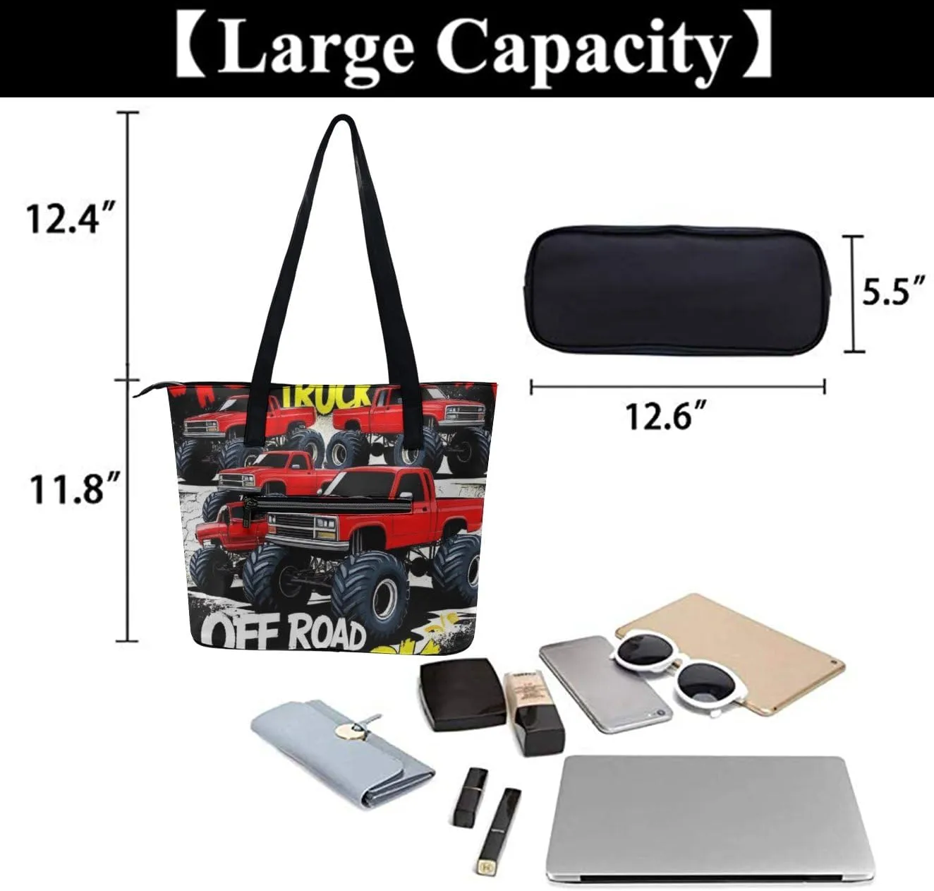 Casual Unsiex Tote Bag, Men and Women Lightweight Handbag with Compartment for Business, Travel