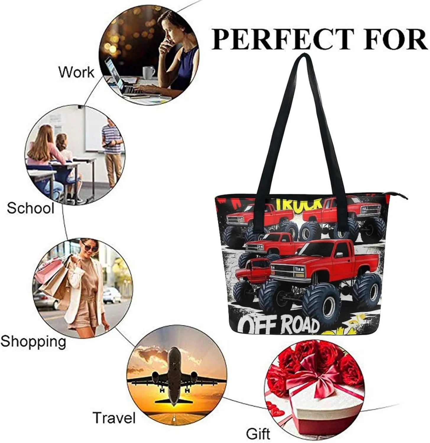 Casual Unsiex Tote Bag, Men and Women Lightweight Handbag with Compartment for Business, Travel