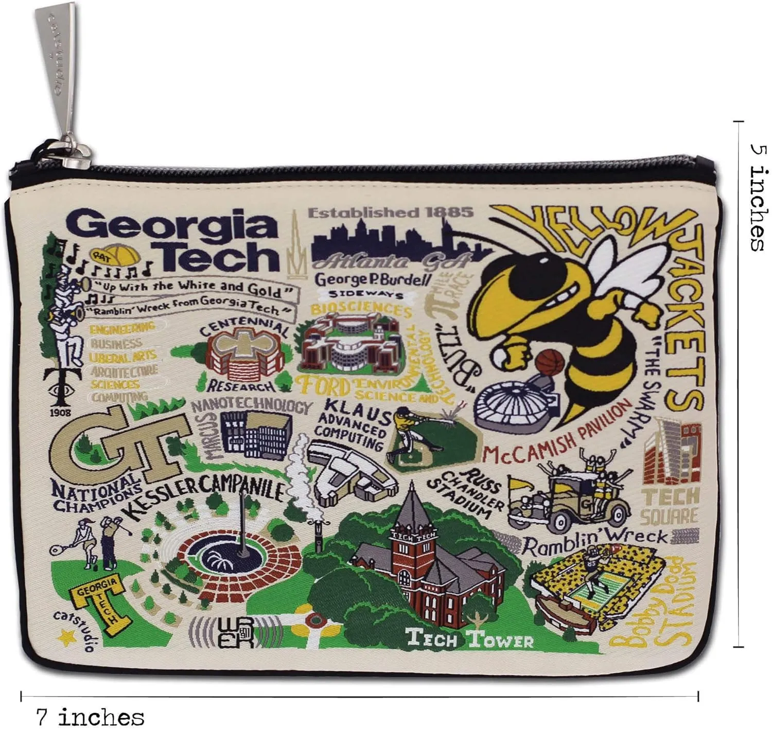 catstudio Georgia Tech Collegiate Zipper Pouch Purse | Holds Your Phone, Coins, Pencils, Makeup, Dog Treats, & Tech Tools