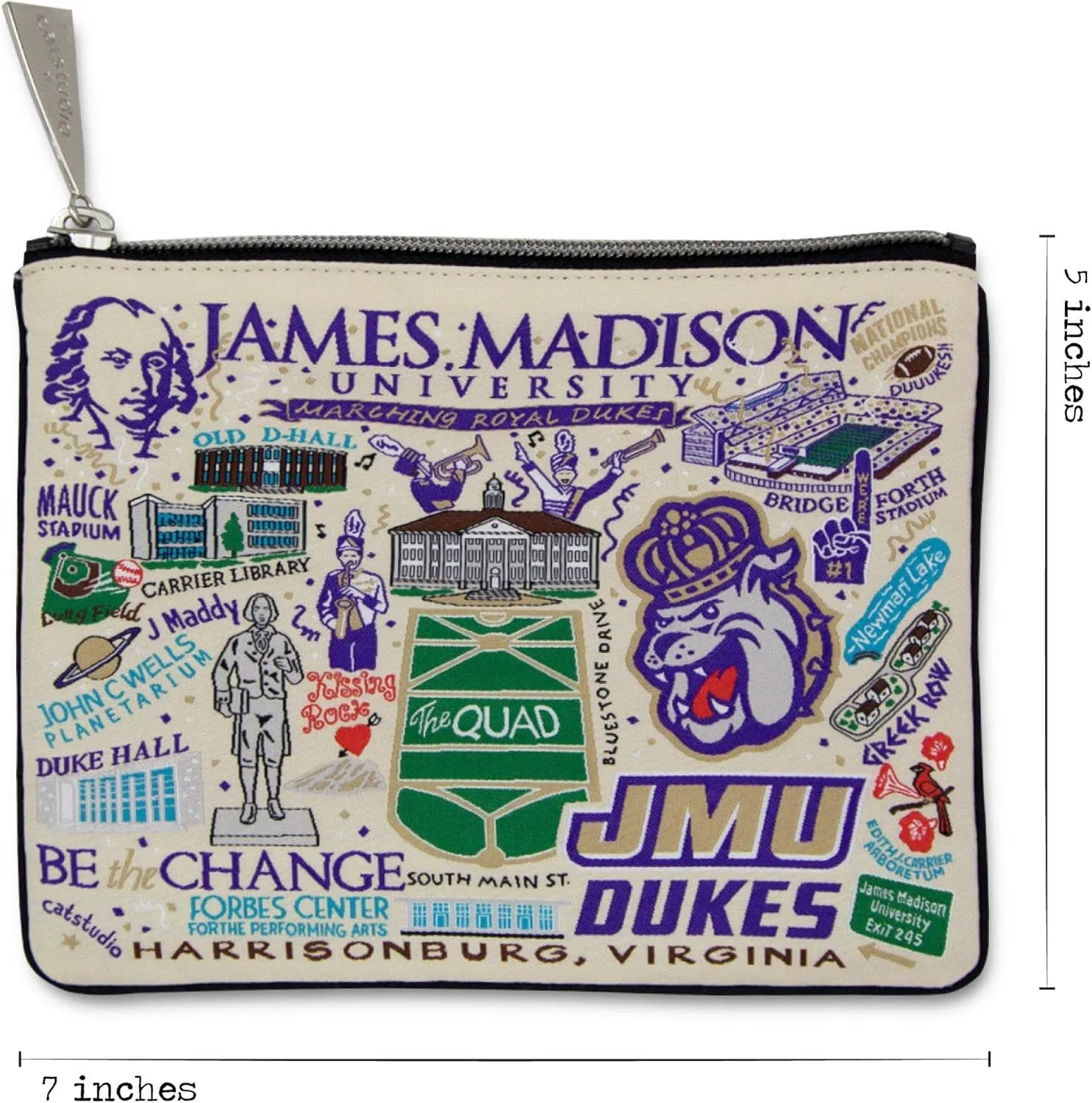 catstudio James Madison University Collegiate Zipper Pouch Purse | Holds Your Phone, Coins, Makeup, Dog Treats, & Tech Tools