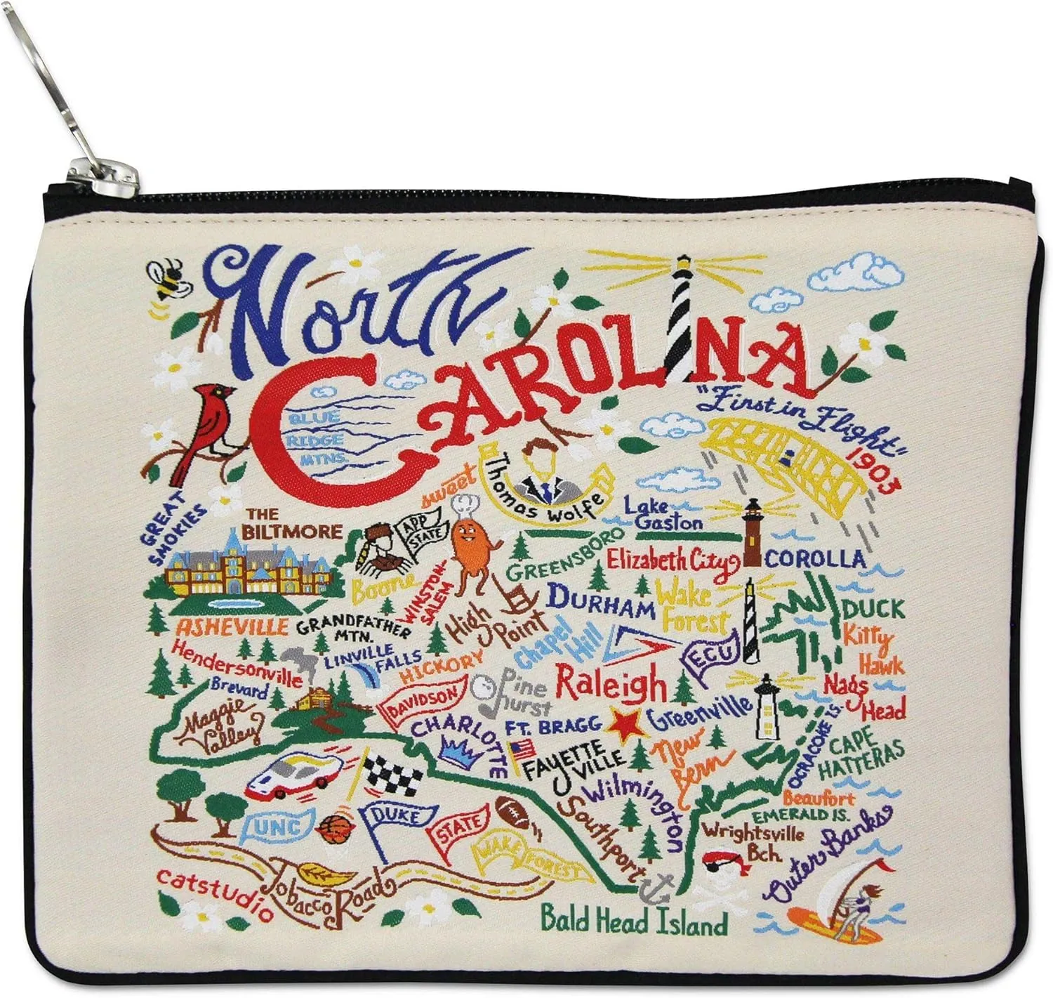 catstudio North Carolina Zipper Pouch Purse | Holds Your Phone, Coins, Makeup, Dog Treats, & Tech Tools