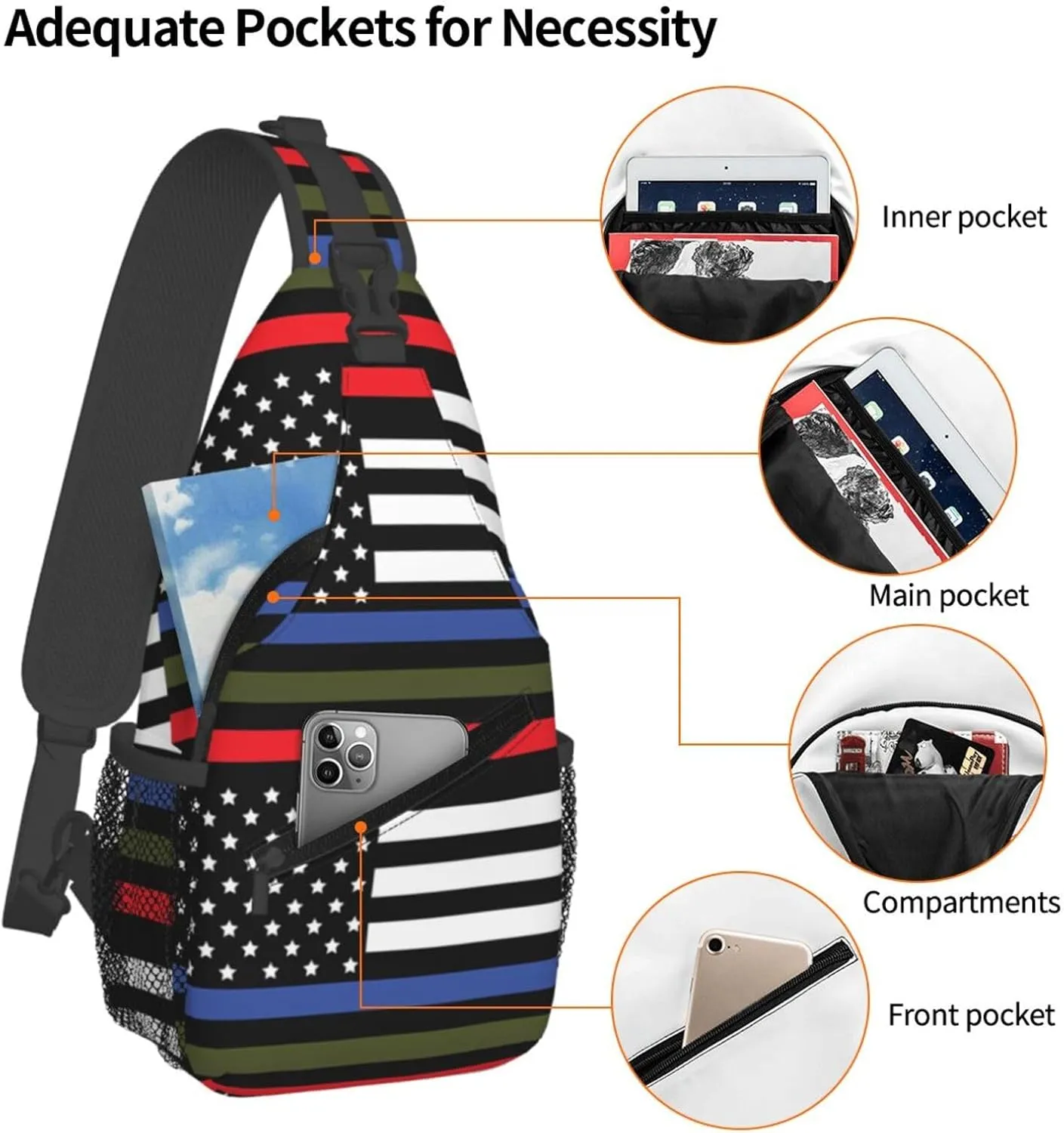Chest Sling Bag Crossbody Shoulder Backpack Bag Gym Cycling Travel Hiking Daypack Cross Bag
