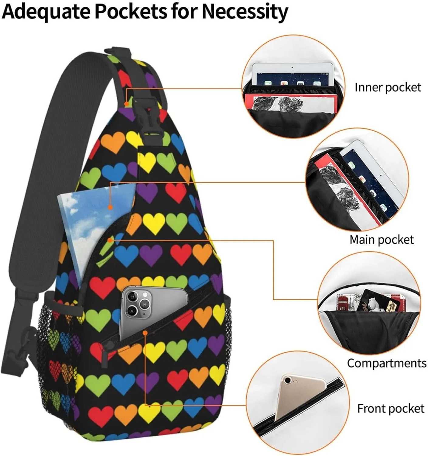 Chest Sling Bag Crossbody Shoulder Backpack Bag Gym Cycling Travel Hiking Daypack Cross Bag