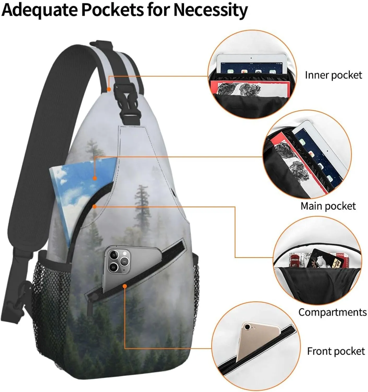Chest Sling Bag Crossbody Shoulder Backpack Bag Gym Cycling Travel Hiking Daypack Cross Bag
