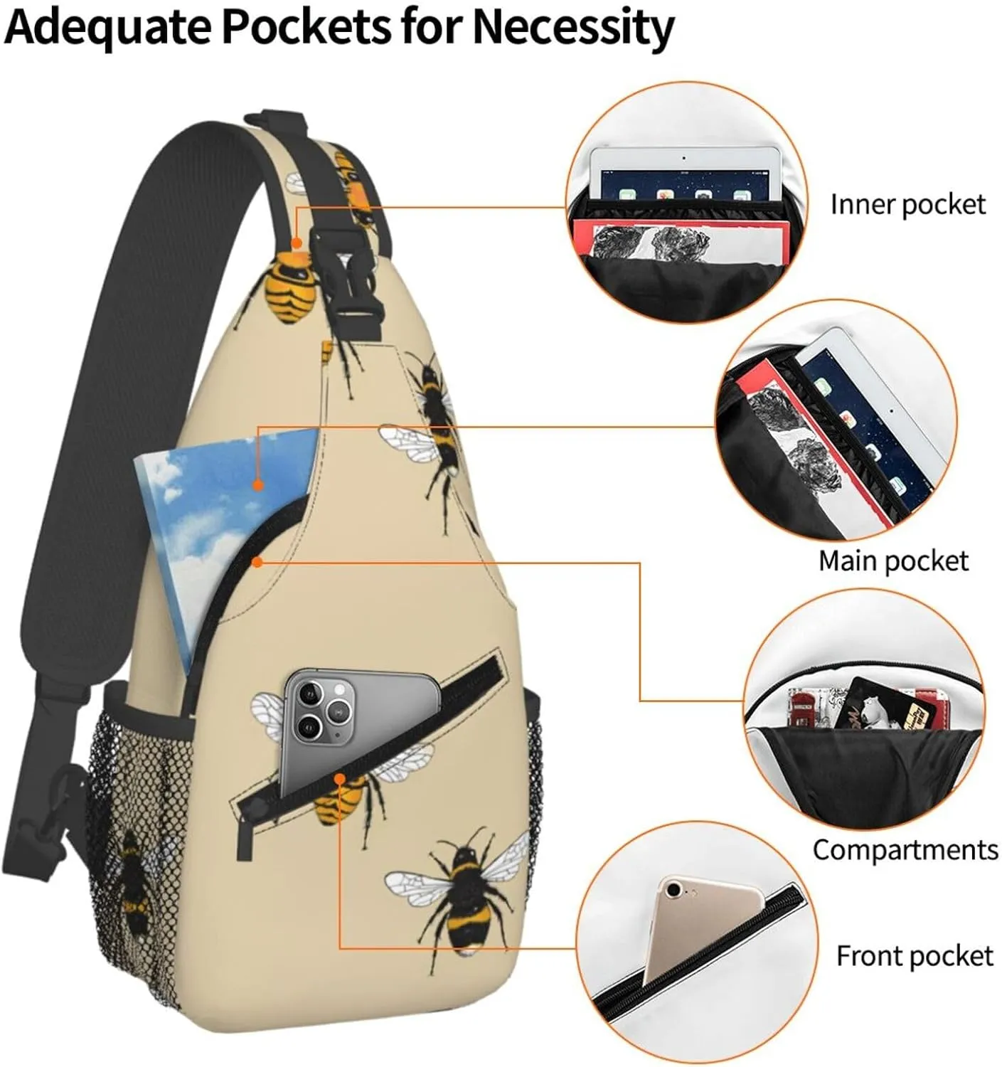 Chest Sling Bag Crossbody Shoulder Backpack Bag Gym Cycling Travel Hiking Daypack Cross Bag