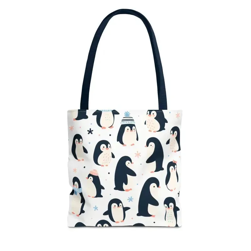 Chic Penguins Aop Tote Bag Radiates Trendy Vibes