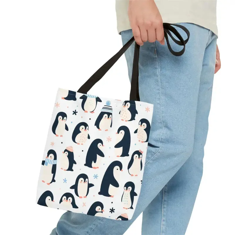 Chic Penguins Aop Tote Bag Radiates Trendy Vibes