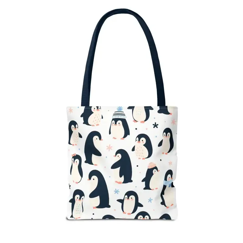 Chic Penguins Aop Tote Bag Radiates Trendy Vibes
