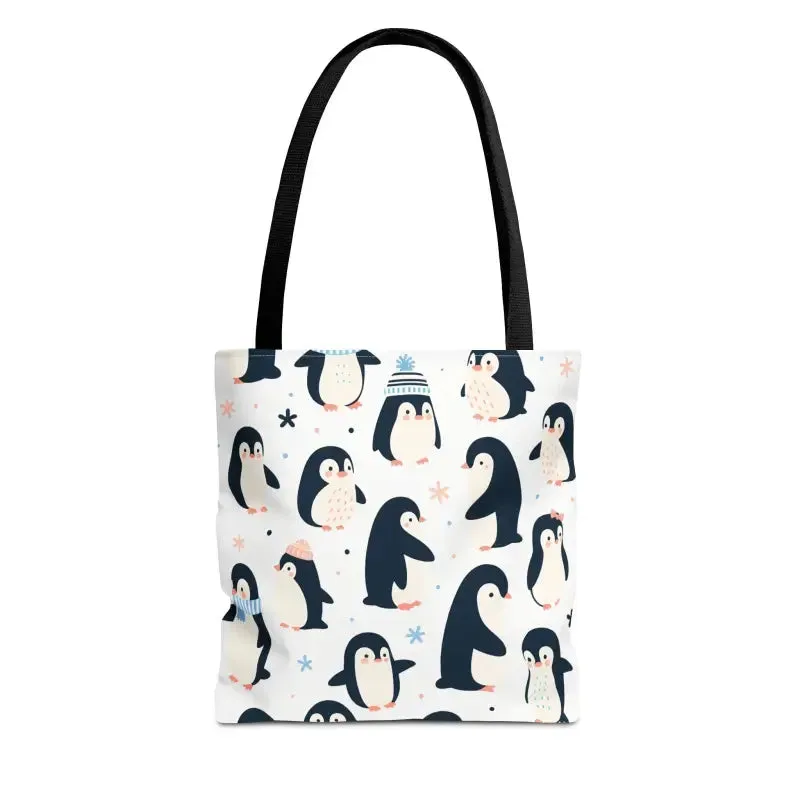 Chic Penguins Aop Tote Bag Radiates Trendy Vibes