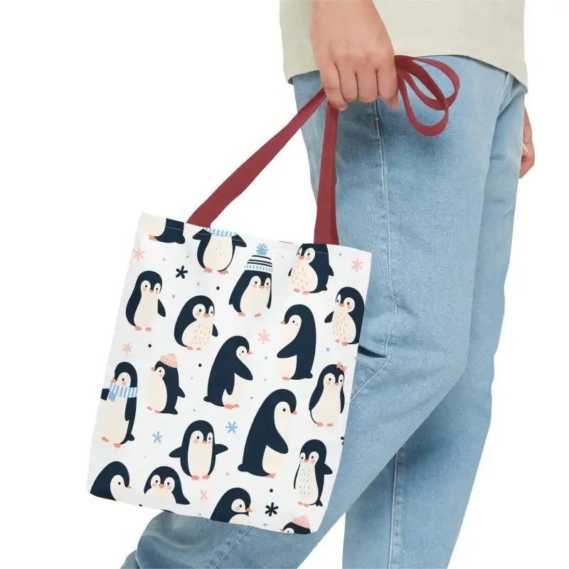 Chic Penguins Aop Tote Bag Radiates Trendy Vibes