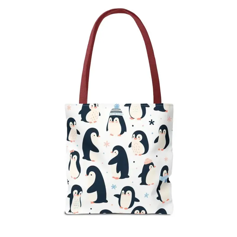 Chic Penguins Aop Tote Bag Radiates Trendy Vibes
