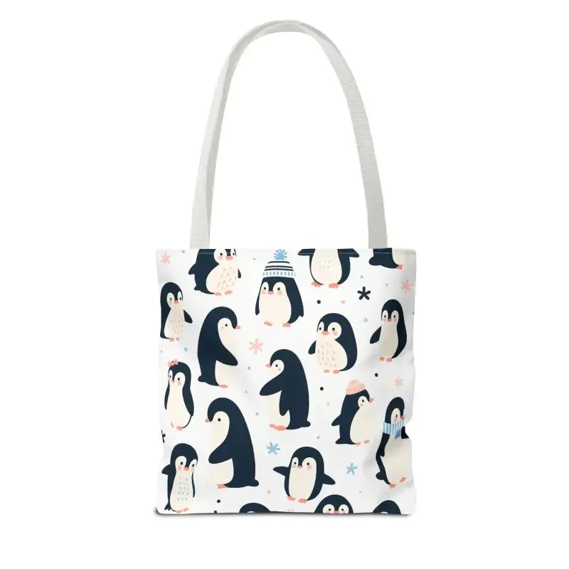 Chic Penguins Aop Tote Bag Radiates Trendy Vibes