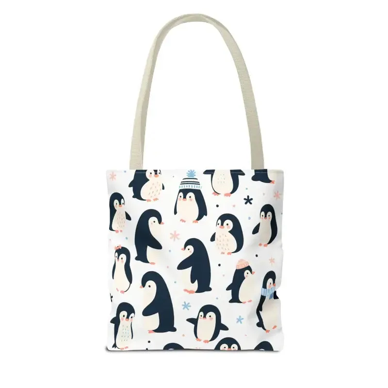 Chic Penguins Aop Tote Bag Radiates Trendy Vibes