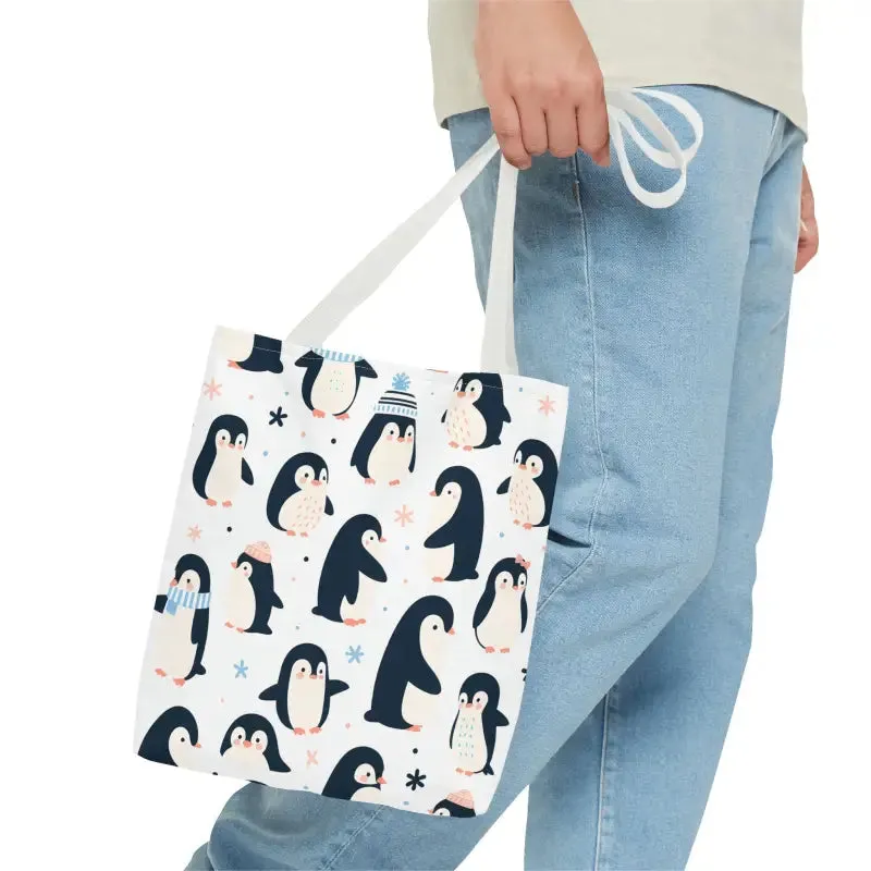 Chic Penguins Aop Tote Bag Radiates Trendy Vibes
