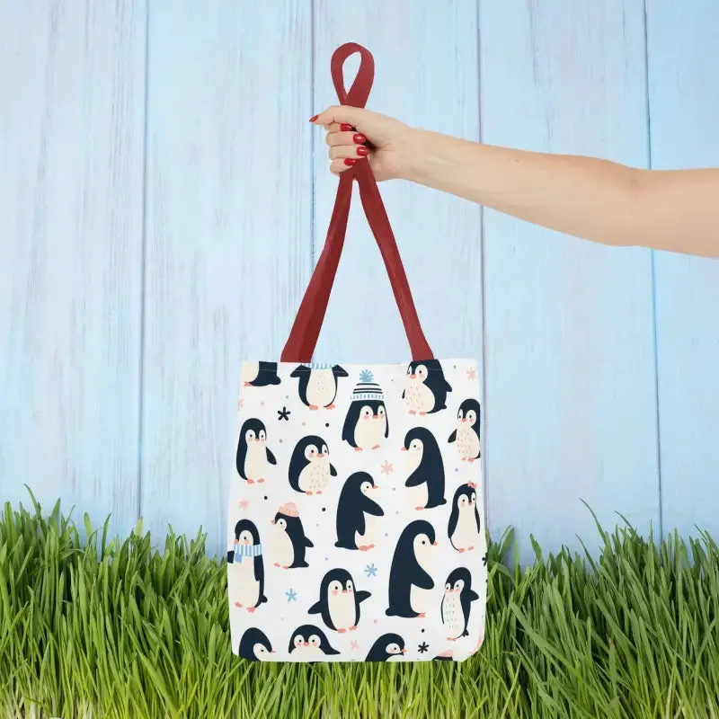 Chic Penguins Aop Tote Bag Radiates Trendy Vibes