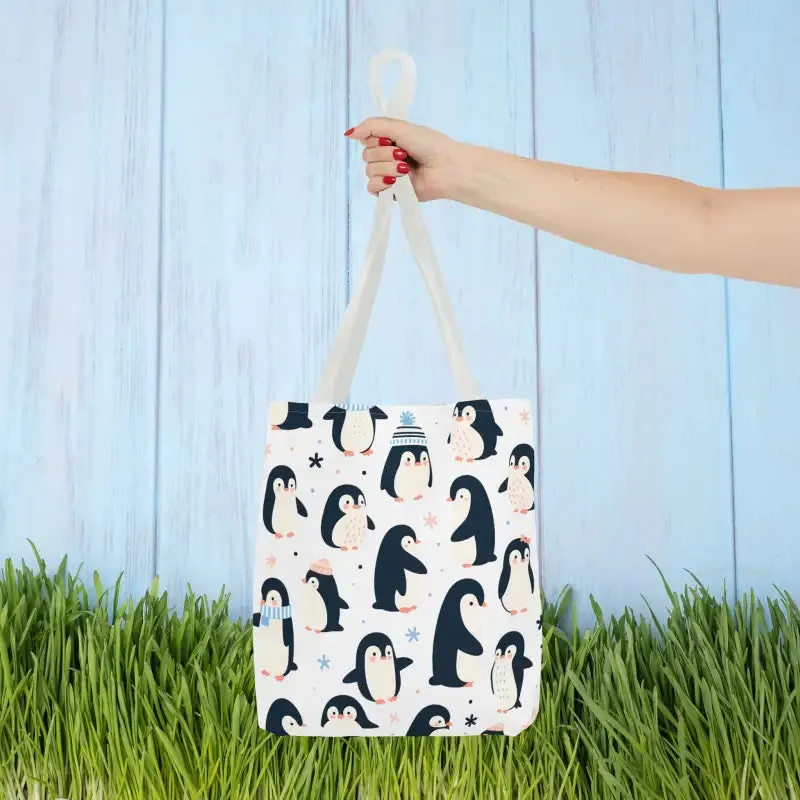 Chic Penguins Aop Tote Bag Radiates Trendy Vibes