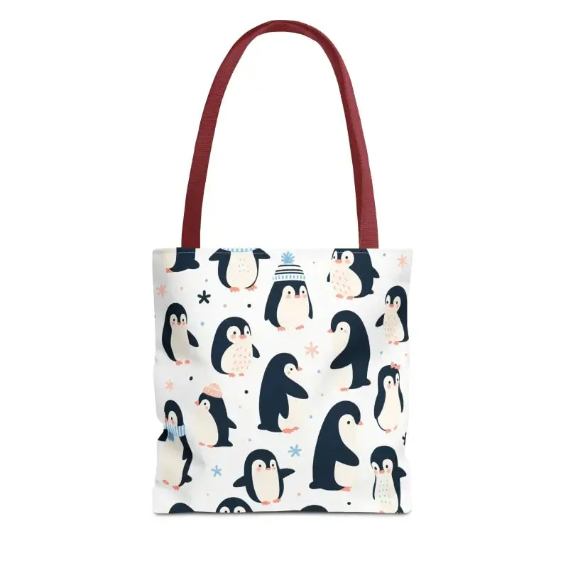 Chic Penguins Aop Tote Bag Radiates Trendy Vibes