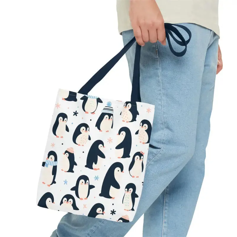 Chic Penguins Aop Tote Bag Radiates Trendy Vibes