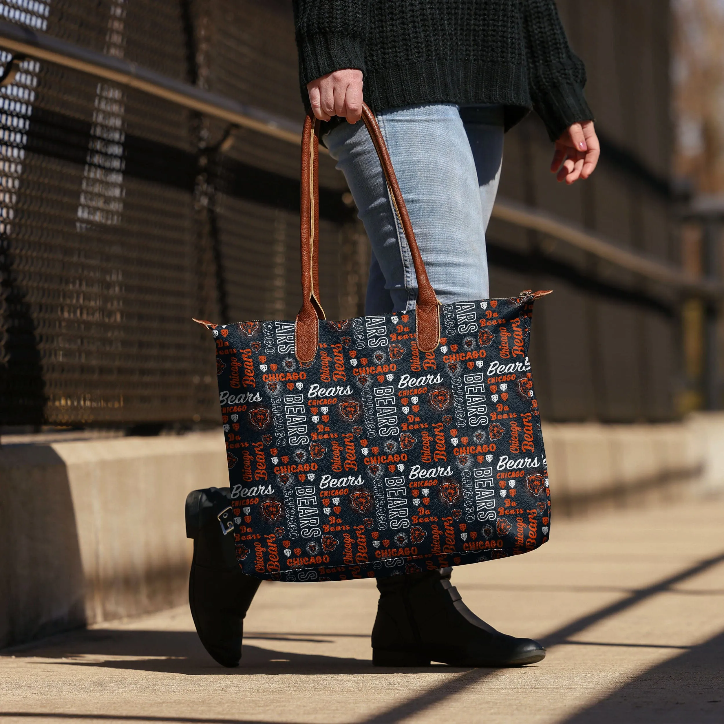 Chicago Bears Spirited Style Printed Collection Tote Bag