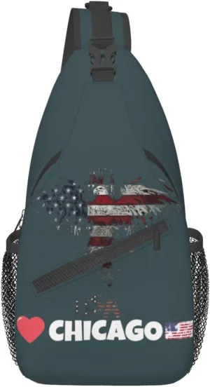 Chicago Crossbody Bag Chicago Shoulder Bag Backpack Chicago Flag Sling Bag Chest Casual Daypack Bag
