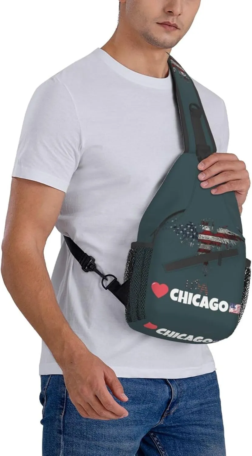 Chicago Crossbody Bag Chicago Shoulder Bag Backpack Chicago Flag Sling Bag Chest Casual Daypack Bag