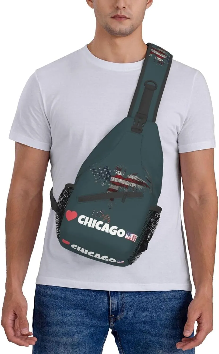Chicago Crossbody Bag Chicago Shoulder Bag Backpack Chicago Flag Sling Bag Chest Casual Daypack Bag
