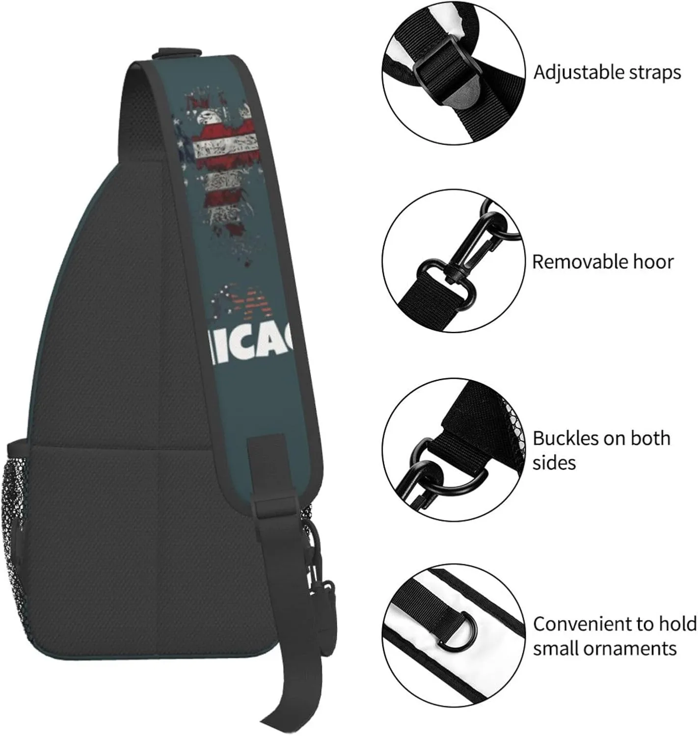 Chicago Crossbody Bag Chicago Shoulder Bag Backpack Chicago Flag Sling Bag Chest Casual Daypack Bag