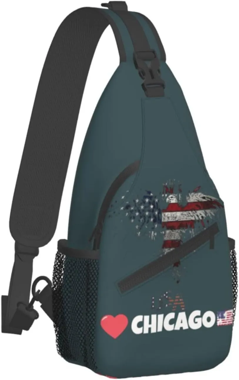Chicago Crossbody Bag Chicago Shoulder Bag Backpack Chicago Flag Sling Bag Chest Casual Daypack Bag