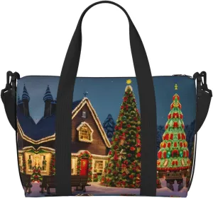 Christmas Carnival Village Print Versatile Travel Duffel Bag,The Companion For Business And Personal Trips