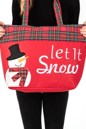Christmas Let It Snow Snowman Oversize Tote Bag