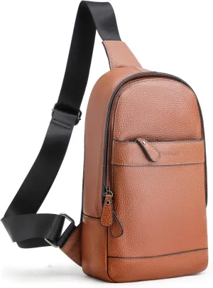 Chrysansmile Sling Bag for Men Genuine Leather Cross Body Bag Mens Crossbody Shoulder Backpack Brown Fanny Packs for Travel