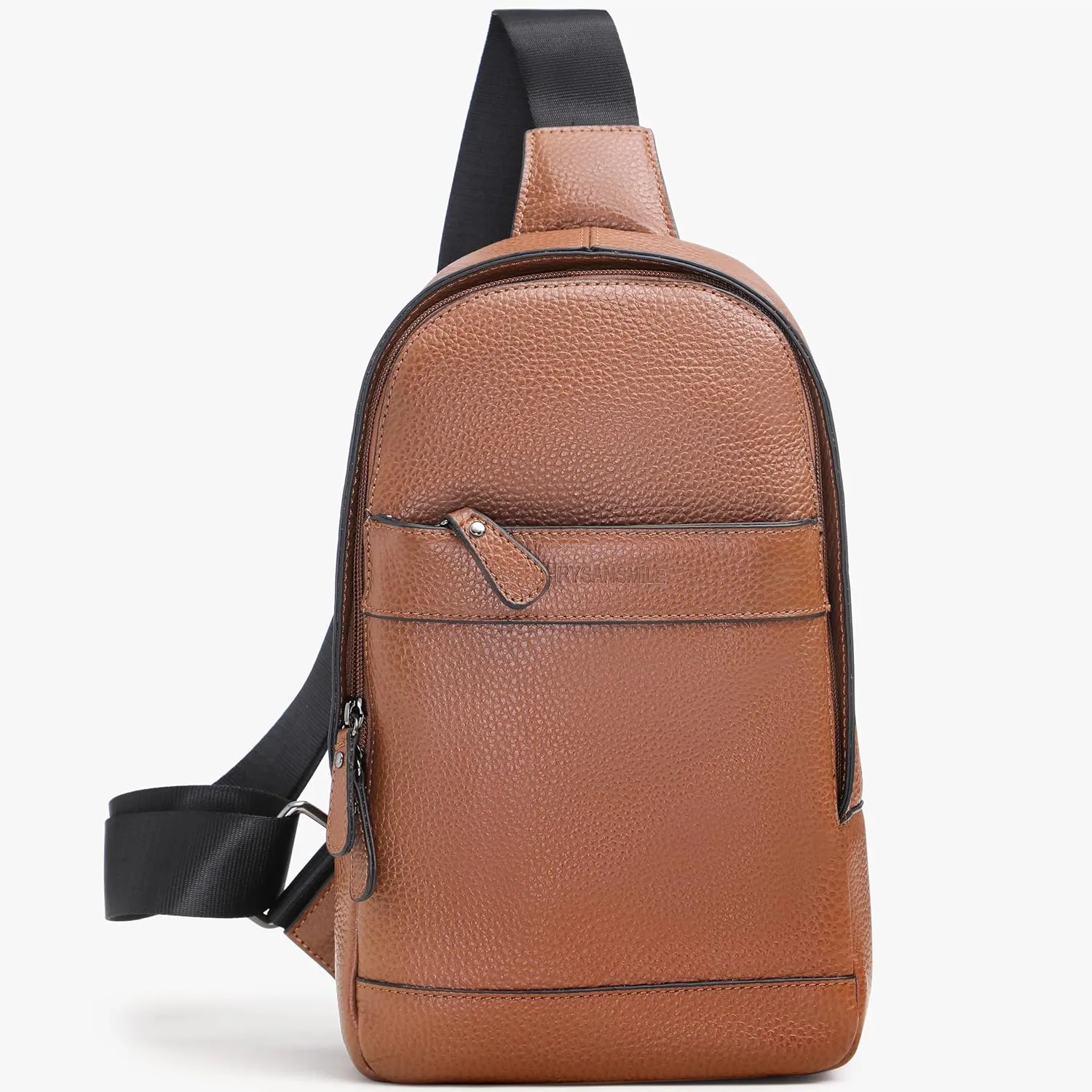 Chrysansmile Sling Bag for Men Genuine Leather Cross Body Bag Mens Crossbody Shoulder Backpack Brown Fanny Packs for Travel