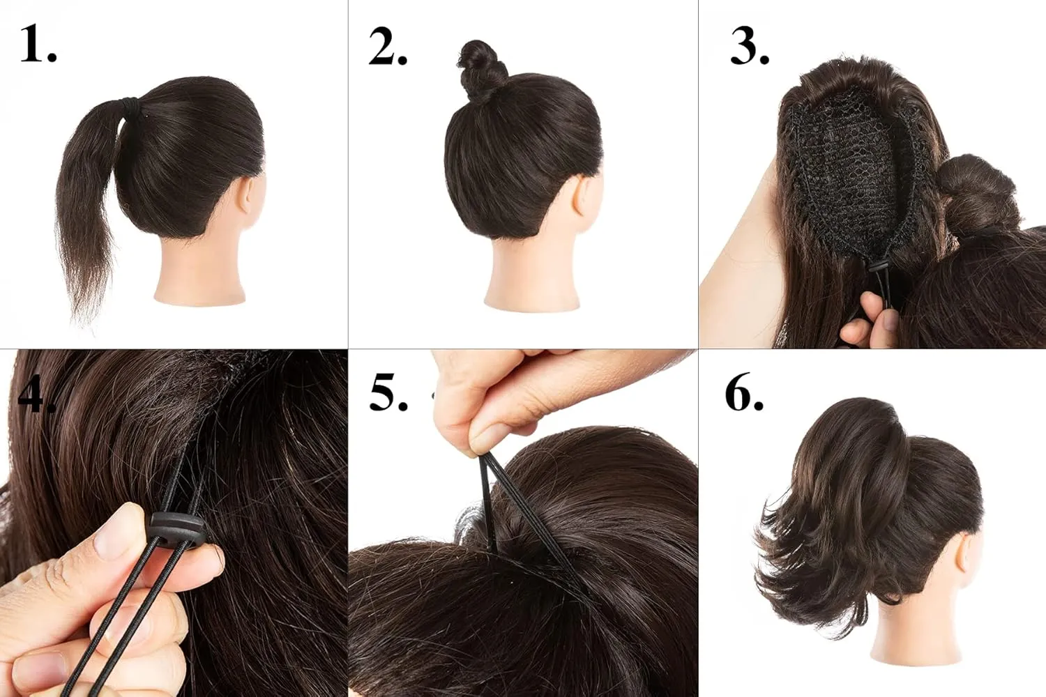 CJL HAIR Short Claw Clip Ponytail Hair Extension Drawstring Synthetic Fake Hairpiece for Women 12" Straight Ponytail with End Curls Brown to Ash Blonde