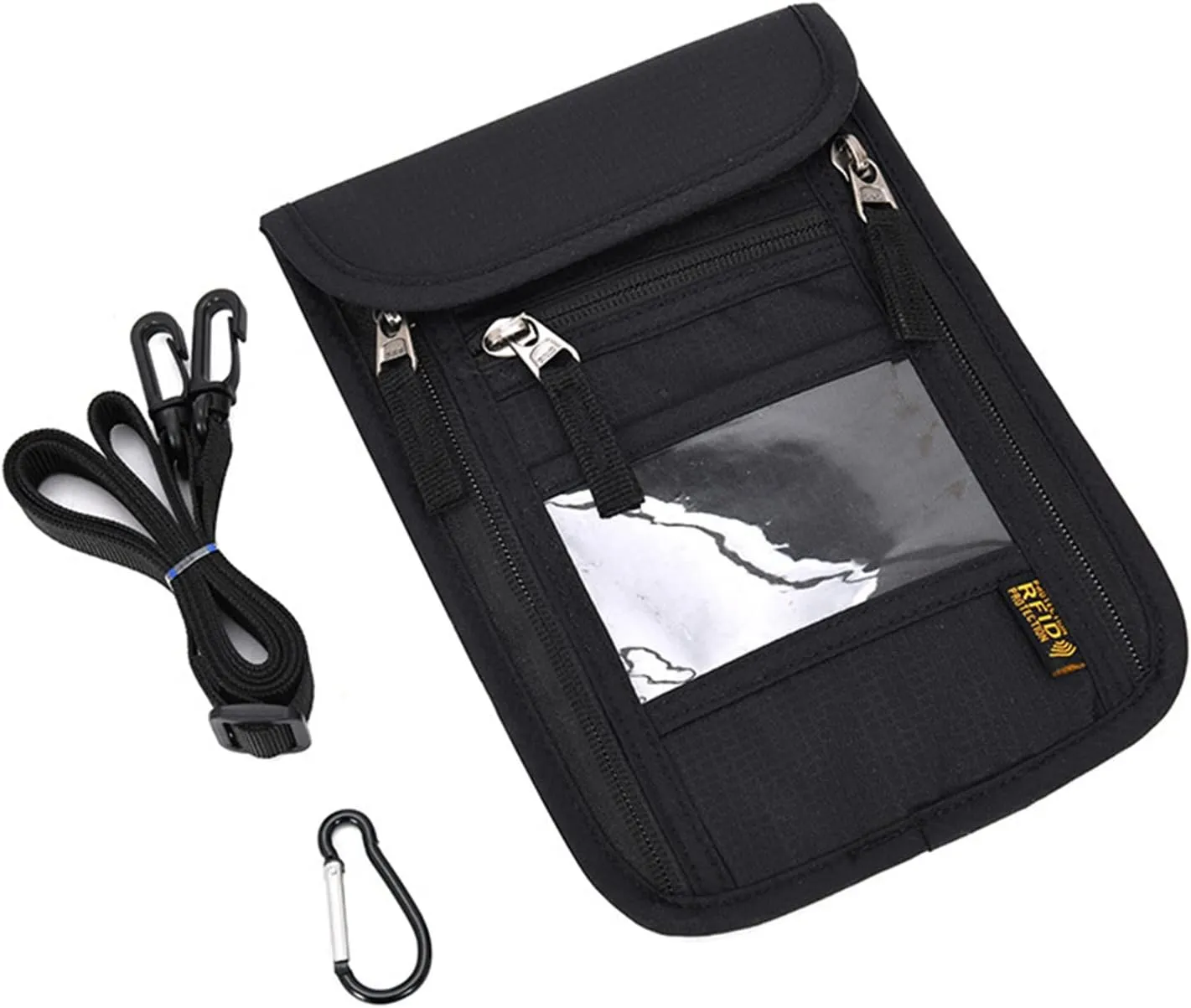 CLAPE Ripstop Nylon Neck Passport Pouch with Detachable Strap RFID Blocking Travel Bag Unisex Multifunction Document Organizer Cell Phone Bag