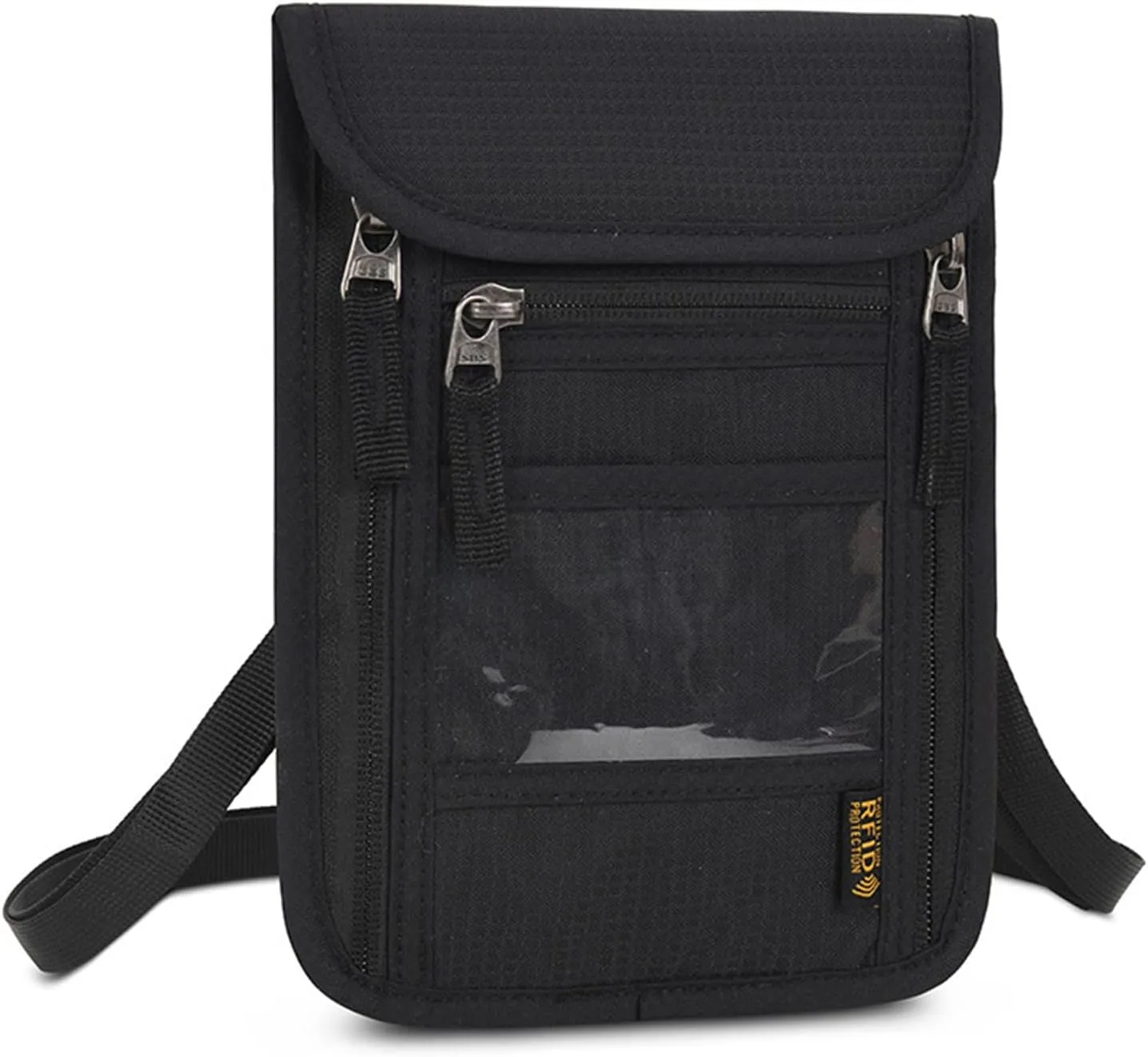 CLAPE Ripstop Nylon Neck Passport Pouch with Detachable Strap RFID Blocking Travel Bag Unisex Multifunction Document Organizer Cell Phone Bag