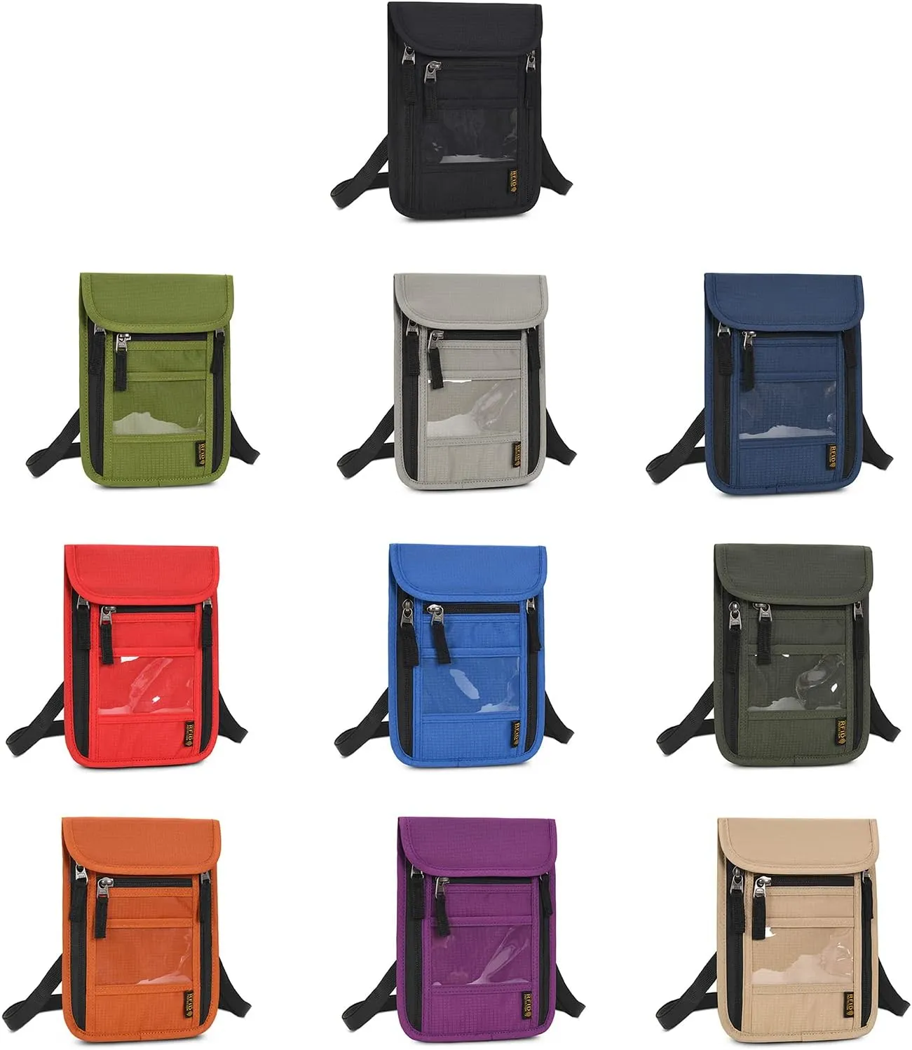 CLAPE Ripstop Nylon Neck Passport Pouch with Detachable Strap RFID Blocking Travel Bag Unisex Multifunction Document Organizer Cell Phone Bag