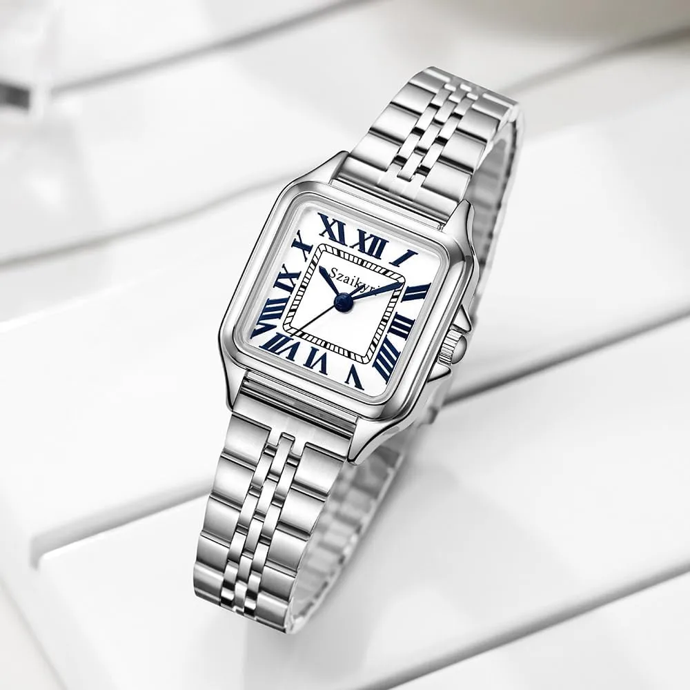 Classic Square Watches for Women with Roman Numerals Ladies Casual Dress Watch