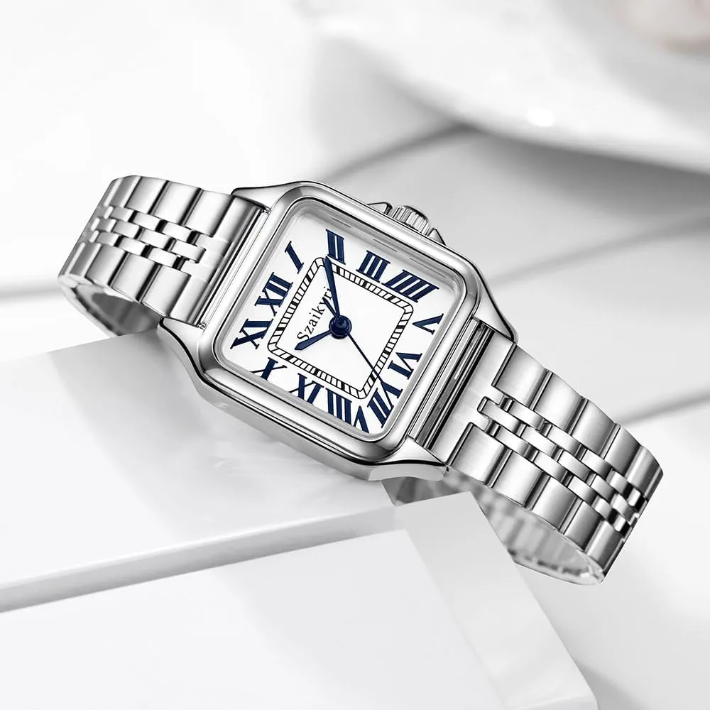 Classic Square Watches for Women with Roman Numerals Ladies Casual Dress Watch