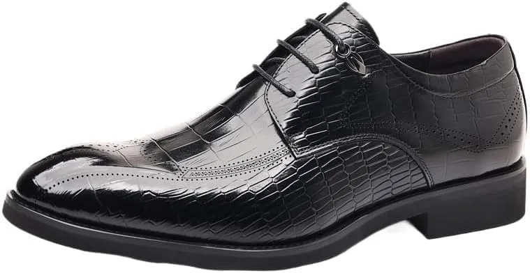 Classic Style Men’s Casual Formal Shoes, Office Lace-Up Leather Footwear Pointed Toe Handmade Business Dress Shoes, Waterproof Oxfords