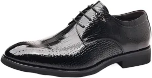 Classic Style Men’s Casual Formal Shoes, Office Lace-Up Leather Footwear Pointed Toe Handmade Business Dress Shoes, Waterproof Oxfords