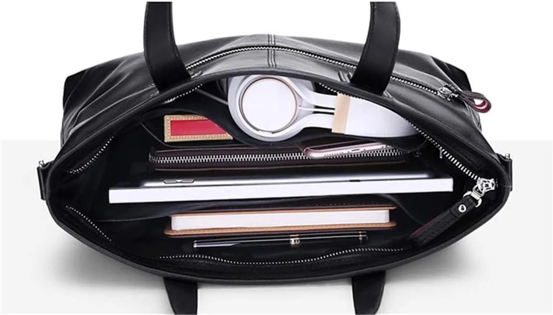 Classic Vintage Messenger Handbag, Portable Business Briefcase 14" Laptop Handbag Shoulder