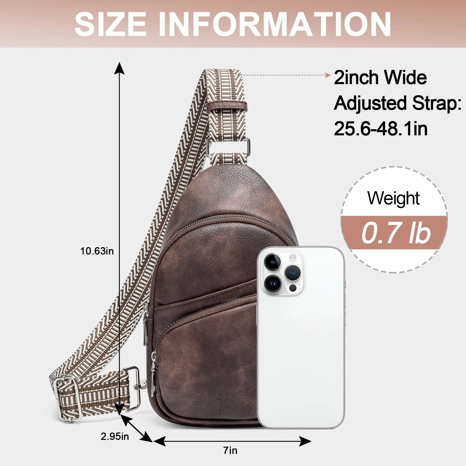 CLUCI Leather Sling Bag With Guitar Strap