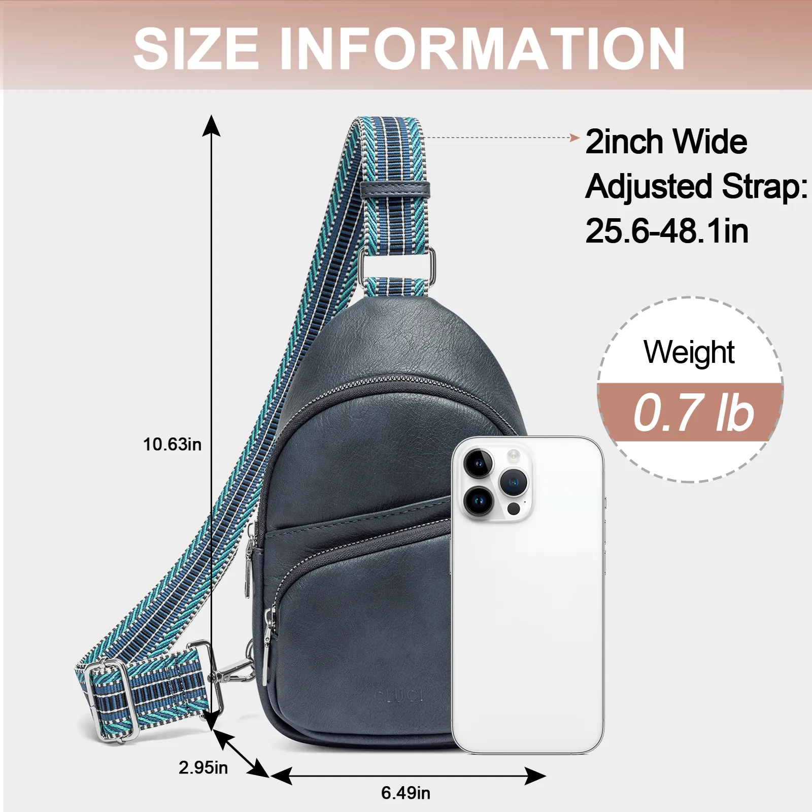 CLUCI Leather Sling Bag With Guitar Strap