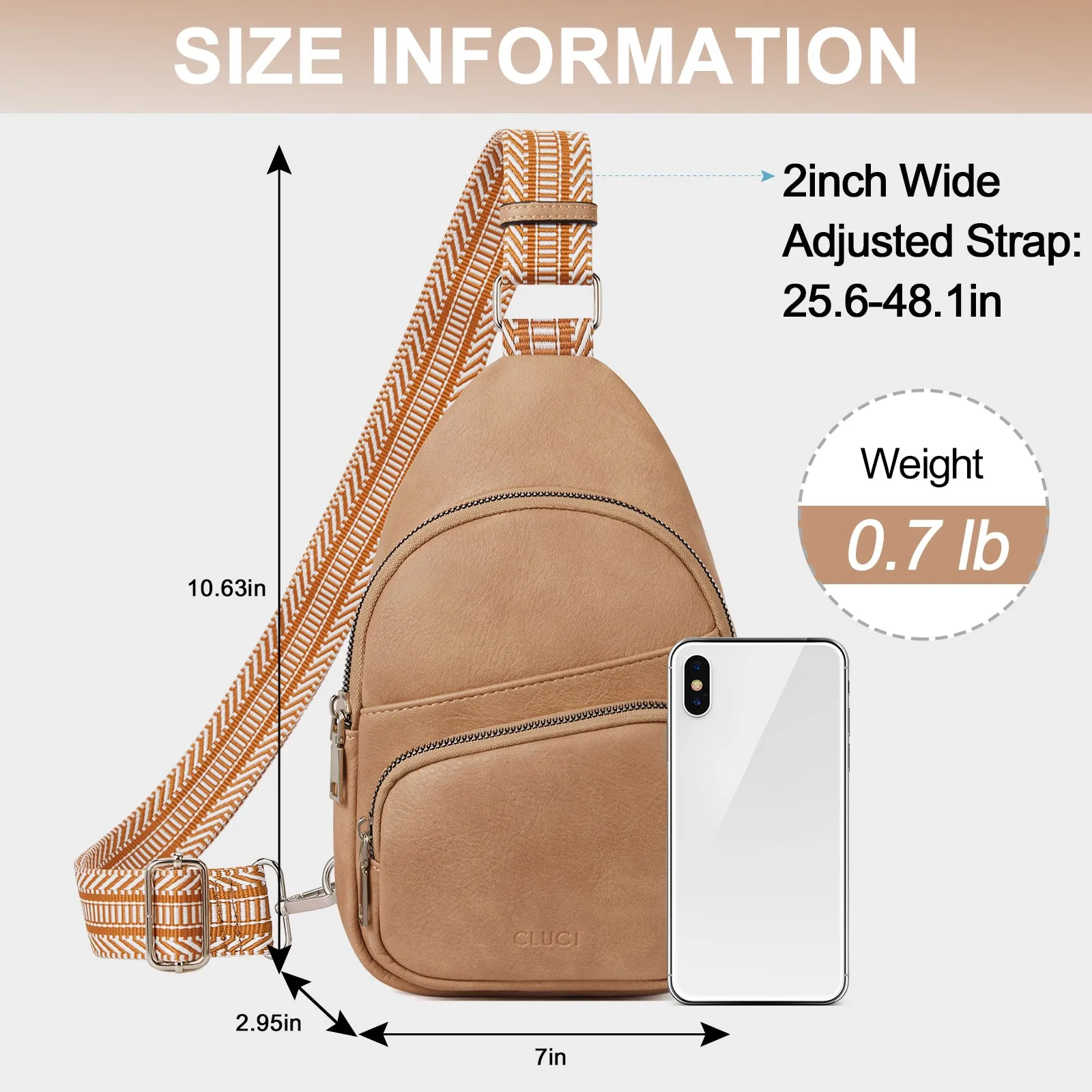 CLUCI Leather Sling Bag With Guitar Strap