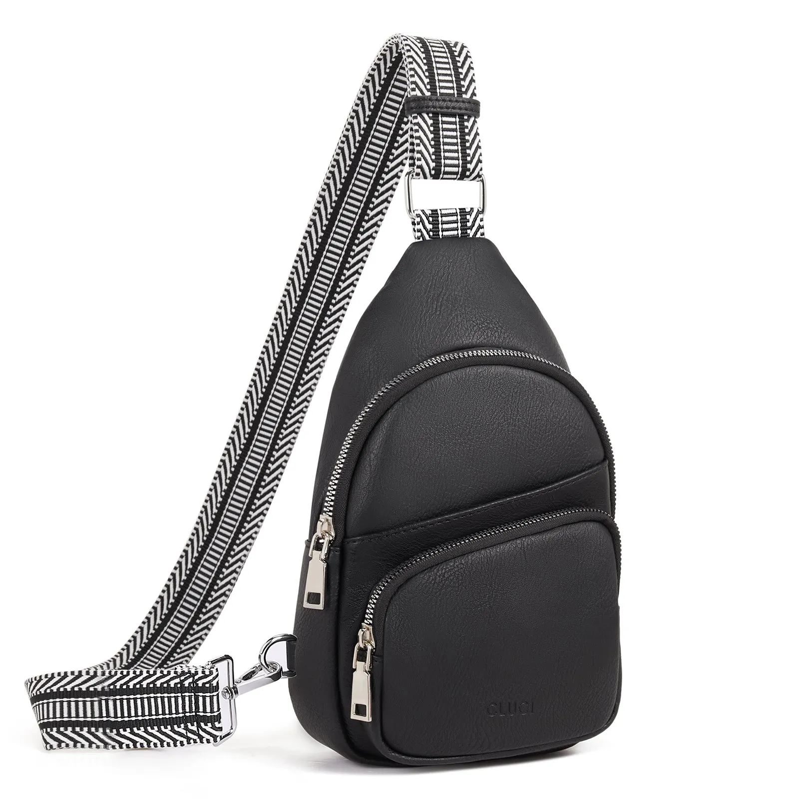 CLUCI Leather Sling Bag With Guitar Strap