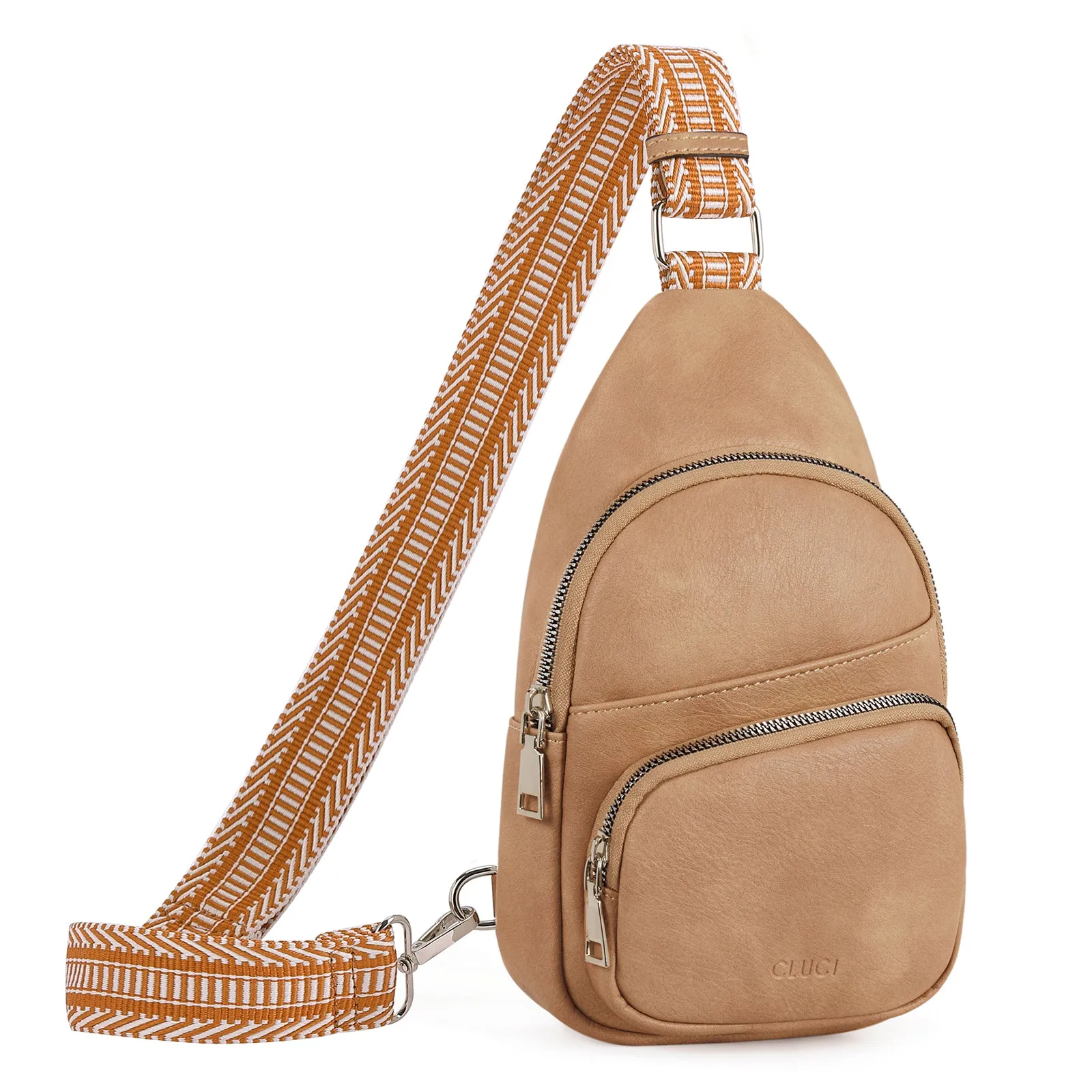 CLUCI Leather Sling Bag With Guitar Strap