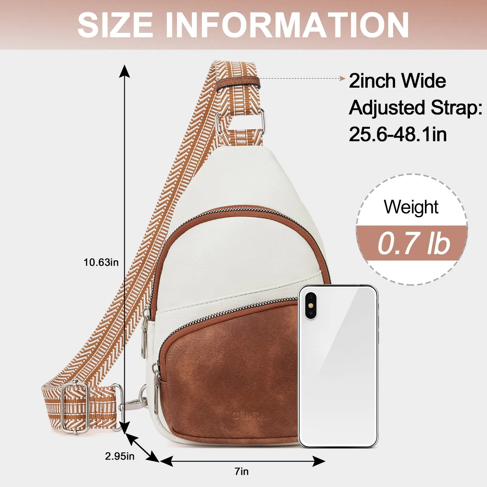 CLUCI Leather Sling Bag With Guitar Strap