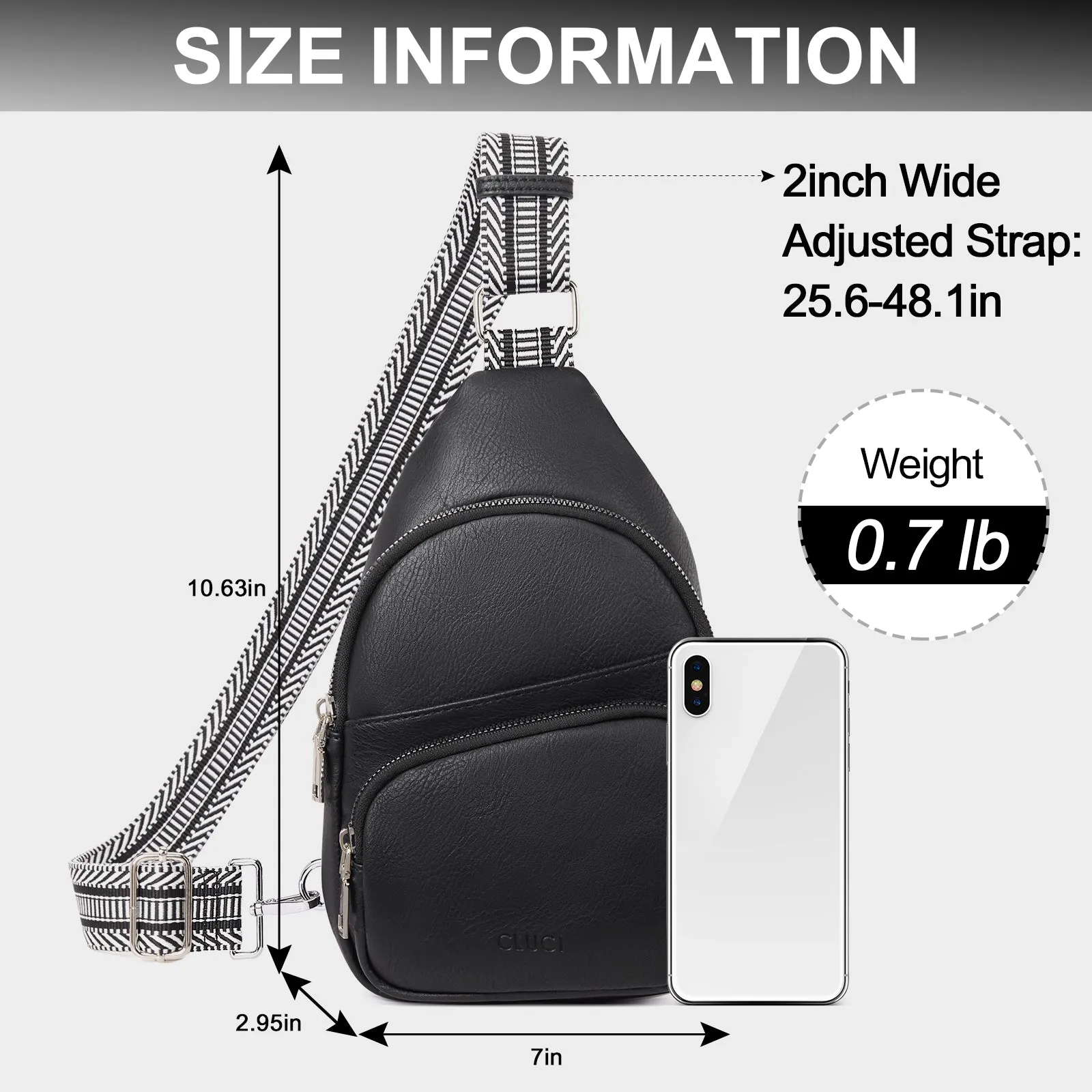 CLUCI Leather Sling Bag With Guitar Strap